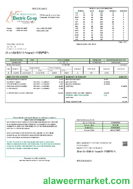 USA New Hampshire Electric Co-op electricity business utility bill template in Word and PDF formats